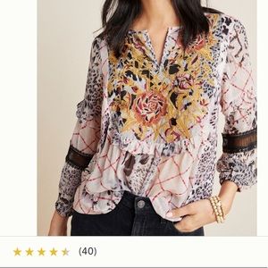 Anthropologie Mathilda Animal Print Blouse